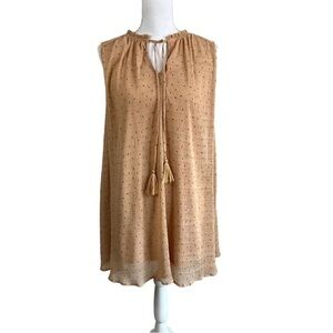 Ethereal By Paper Crane Lined Sleeveless Crinkle Fabric Polka Dot Dress Size S